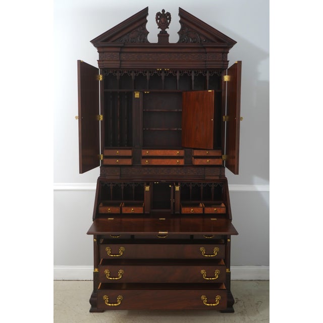 Chippendale Henkel Harris Mahogany Document Secretary Desk For Sale - Image 3 of 18