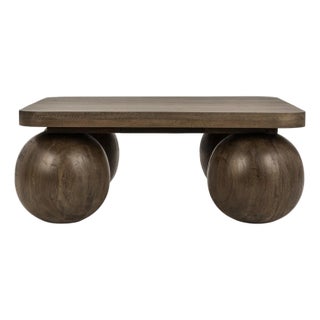Modern Walnut Orb Leg Coffee Table For Sale