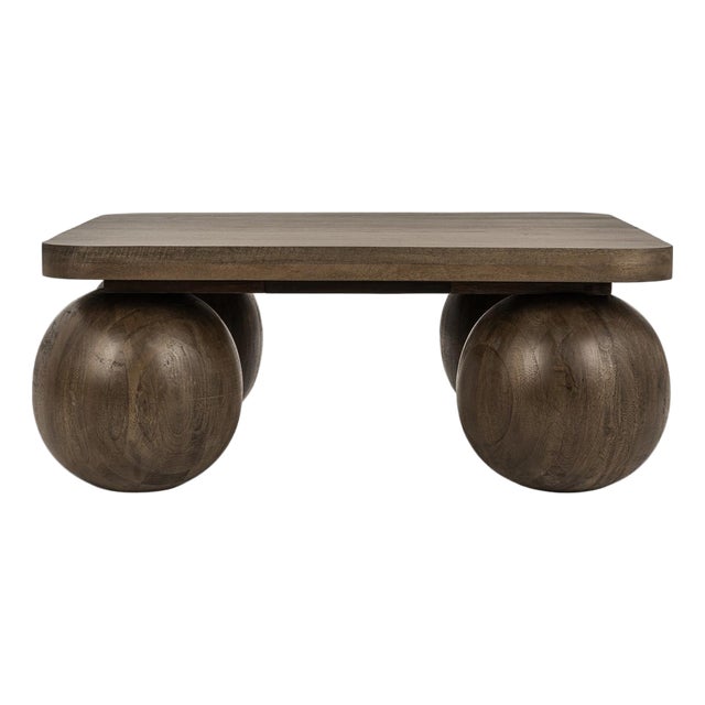 Modern Walnut Orb Leg Coffee Table For Sale