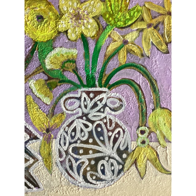 Original Still Life Flowers Painting on Canvas Colorful Modern Vase Art Contemporary Wall Decor For Sale In Los Angeles - Image 6 of 10