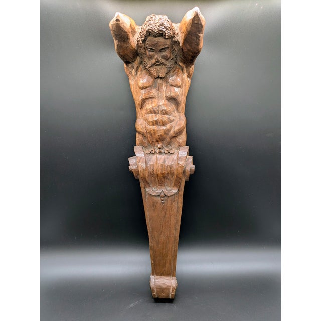 Mediterranean 19th Century Hand-Carved Walnut Architectural/Decorative Atlas Corbel For Sale - Image 3 of 12