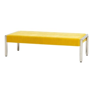 Stainless and Mohair Bench, 1970 For Sale