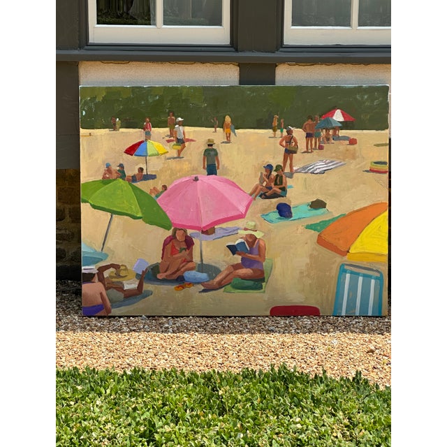 Beach scene broken down into general form with bright and bold colors.