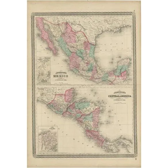 Late 19th Century Antique Map of Mexico and Central America by Johnson, 1872 For Sale - Image 5 of 5