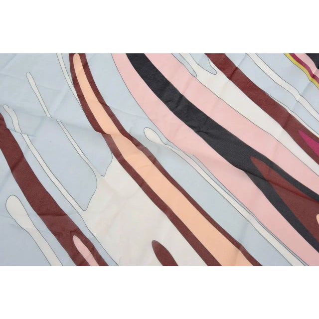 1970s Vintage Emilio Pucci Oblong Silk Scarf Magenta, Pink, Chartreuse, Brown, Black, Coral, 1970's For Sale - Image 5 of 9