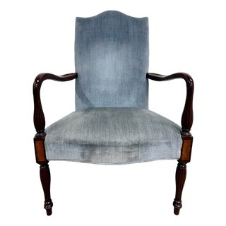 Vintage Federal Style Inlaid Mahogany Lolling Armchair For Sale