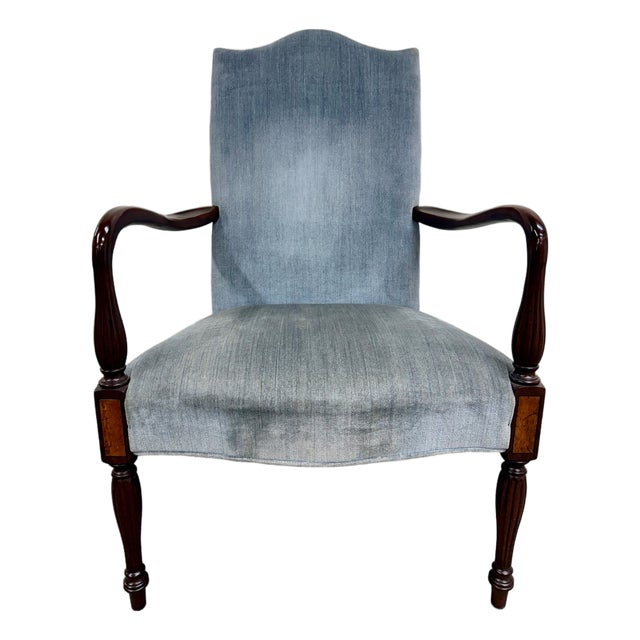 Vintage Federal Style Inlaid Mahogany Lolling Armchair For Sale