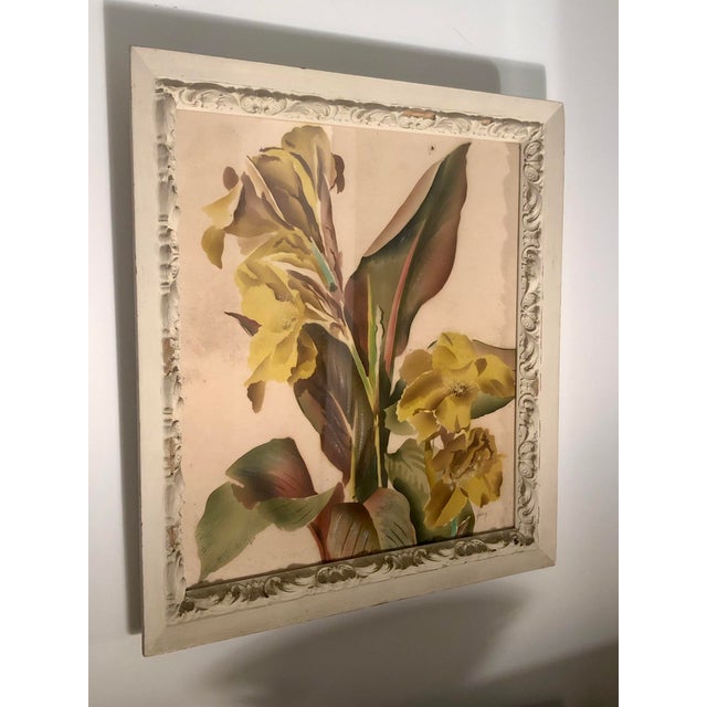 This fabulous 1940s Benjamin Jorj Harris Yellow Lillies Painting is a retro beauty with its dramatic interpretation of...