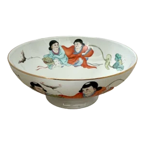 Bowl China 1940/50 He-He Twins Jiangxi Ming Ci Chinese Porcelain