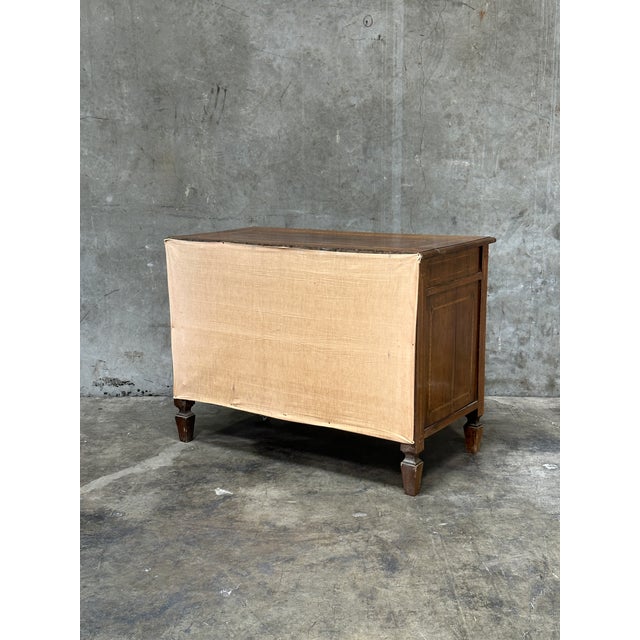 19th Century Italian Neoclassical Walnut Commode Inlay 3 Drawer Chest For Sale - Image 14 of 14