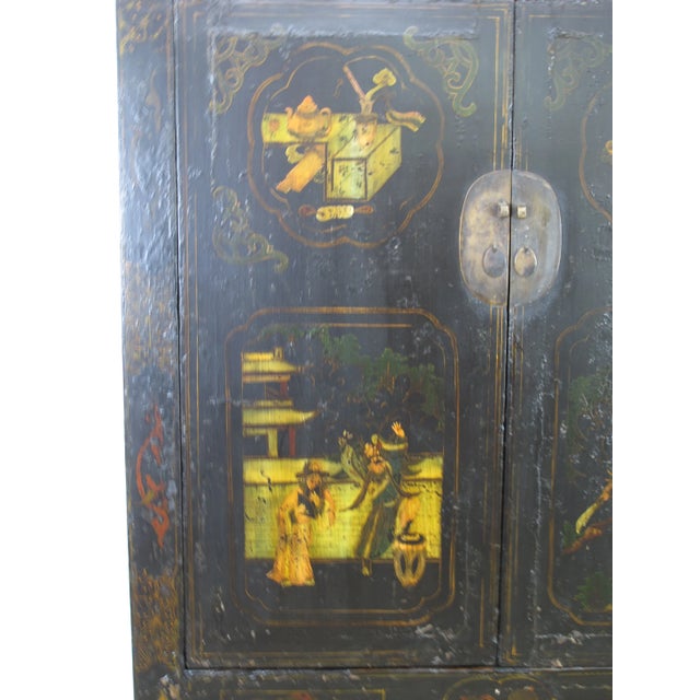Late 19th Century Antique Hand Painted Chinese Cabinet For Sale - Image 5 of 11