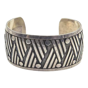 Geometric Mexican Sterling Silver Cuff Bracelet