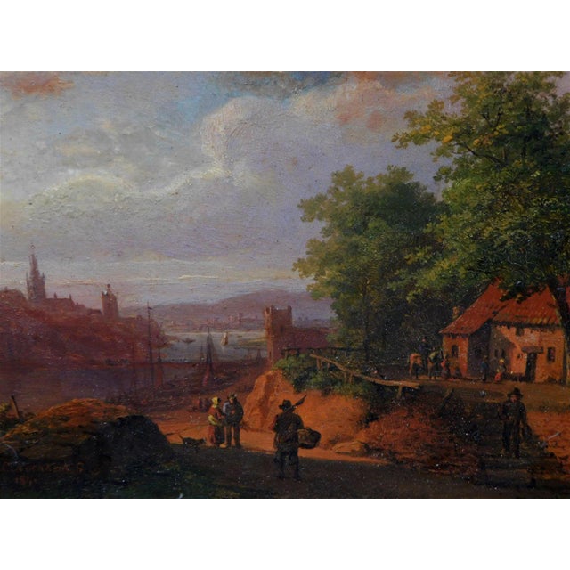 An exquisite and finely detailed mid-19th-century oil painting by renowned Dutch landscape master Barend Cornelis Koekkoek...