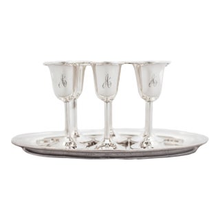 1950s Gorham Sterling Silver Cordials and Tray Set- 7 Pieces For Sale