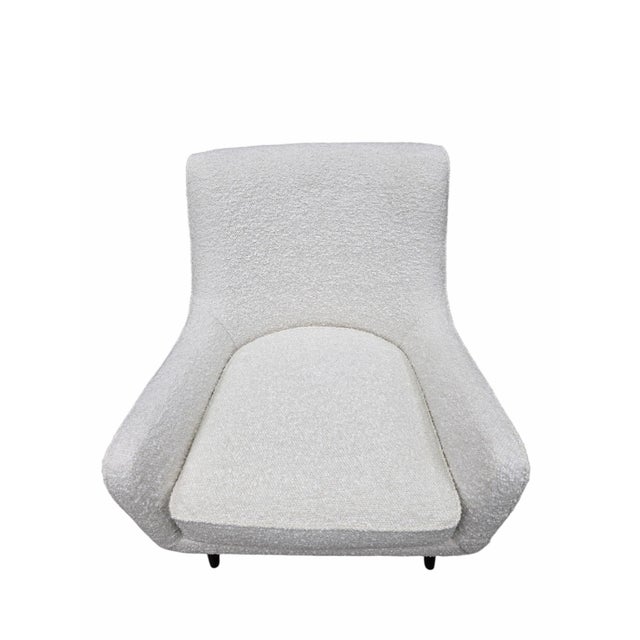 Ivory MCM Lounge Chairs Attributed to Charles Ramos, Newly Reupholstered - Pair For Sale - Image 8 of 11