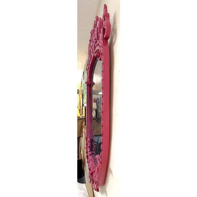 19th Century Large Rococo/ Baroque Design Ornately Carved Wood Wall Mirror With Aged Glass For Sale - Image 13 of 18