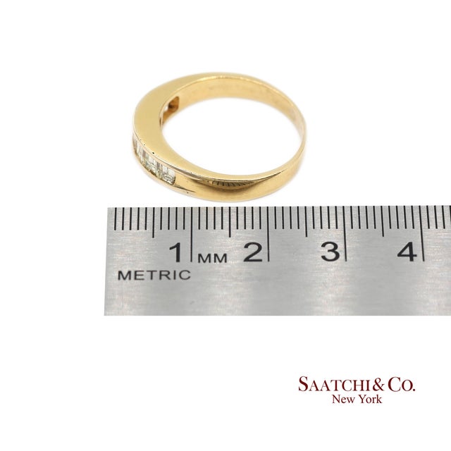 14k(585) Vintage Solid Yellow Gold Natural Baguette Diamond Band Ring, Size 9 For Sale - Image 12 of 12