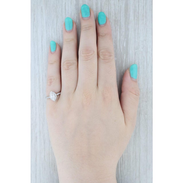 Metal Vera Wang Love 1.09ctw Marquise Diamond Halo Engagement Ring 14k Gold Sapphire, Size 5.25 For Sale - Image 7 of 9