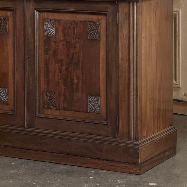 Wood 19th Century English Solid Mahogany Neoclassical Bookcase For Sale - Image 7 of 18