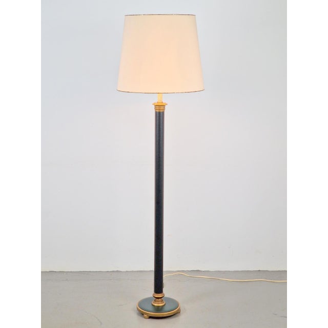 Vintage Neoclassic Green Leather Floor Lamp, 1930s For Sale - Image 10 of 18