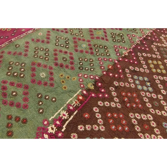 Navy Blue 1850s Antique Cecim Textile Floor Covering Allover Multi-Color Wool Handwoven Rug - 5’6” x 9’7” For Sale - Image 8 of 11