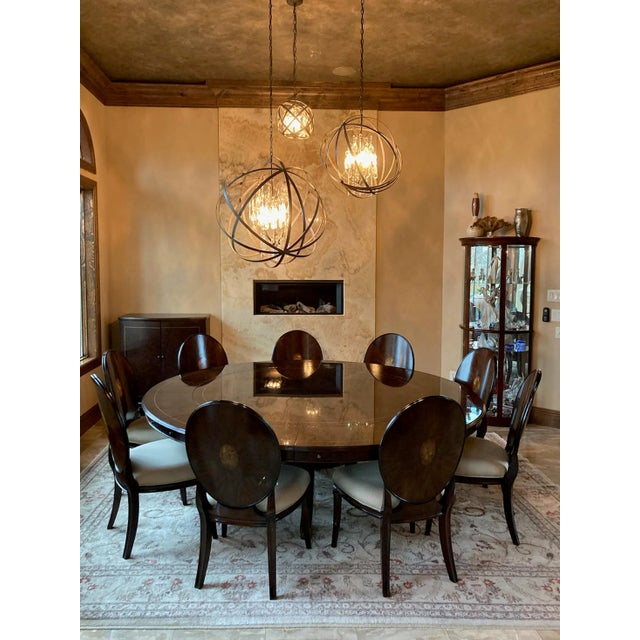 Round Expandable Round Dining Table With Leaf Storage Cabinet, Seats 10 For Sale - Image 4 of 13