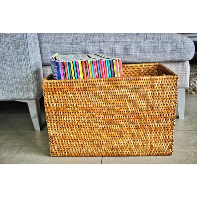 Wood Artifacts Rattan Legal File Storage Box in Honey Brown For Sale - Image 7 of 8