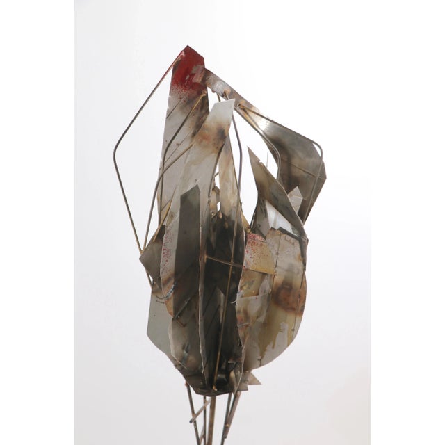Wood Freestanding Brutalist Metal Sculpture after Jere For Sale - Image 7 of 11