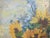 Sweet oil painting on canvas of a sunflower bouquet in vase showing reflection in background. Reproduction or similar to...