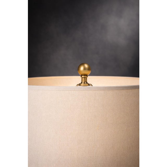 Verdigris Verdigris Patinated Urn Form Table Lamp With 16” Linen Drum Shade For Sale - Image 8 of 8