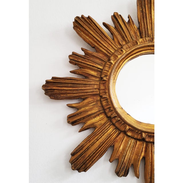Mid-Century Modern Mid-Century Modern Giltwood Sunburst Mirror, 1960s For Sale - Image 3 of 9