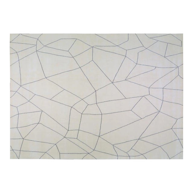 Moroccan Azilal Black/White Hand Knotted Wool Rug,8'1"X10'1" For Sale