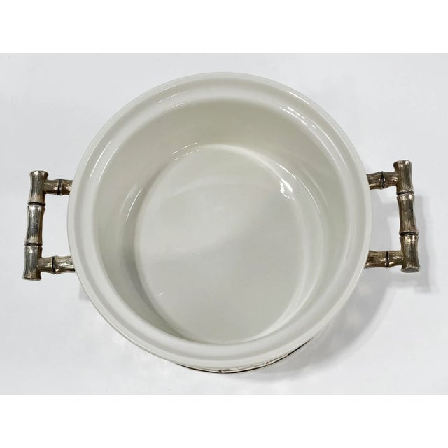 Silver Vintage Lidded Silverplate Faux Bamboo Trellis Serving Dish For Sale - Image 8 of 10