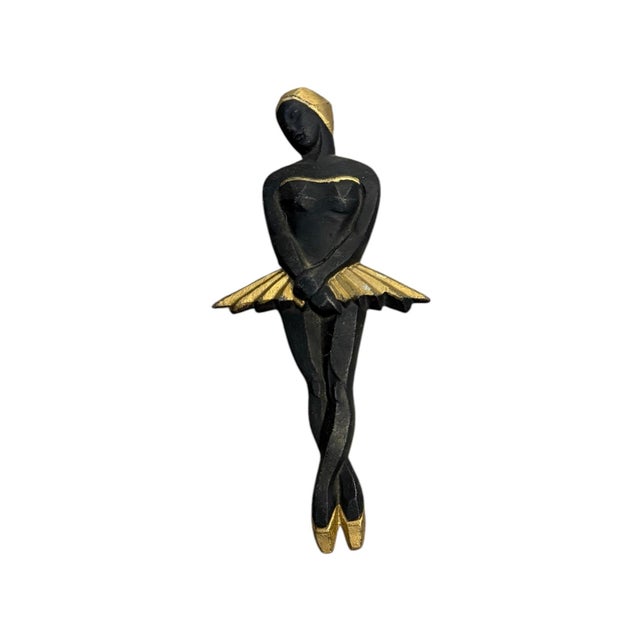 Vintage, Set of 3, MCM Black & Gold Bronze Ballerina Man Women Dancing, Wall Art, Home Decor, 10"