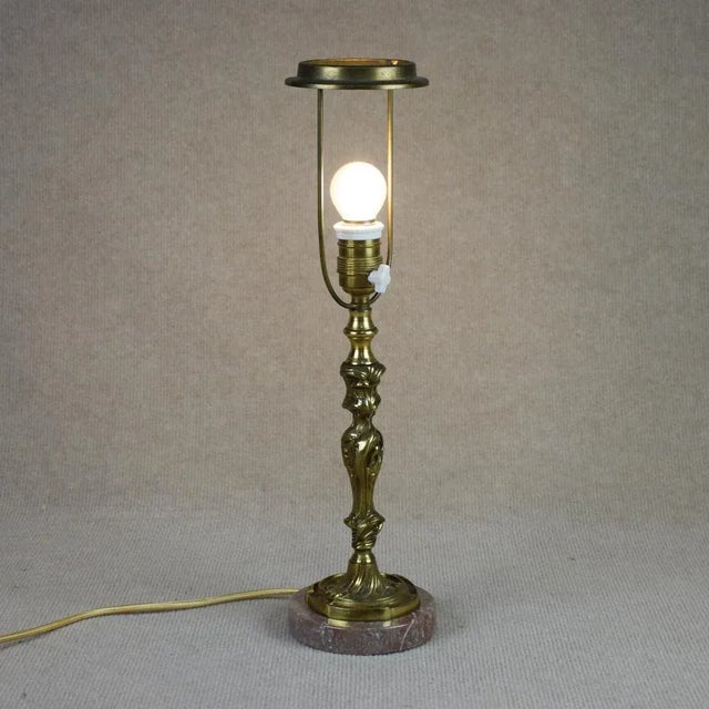 Rococo Table Lamp in Bronze and Marble, 1930s For Sale - Image 3 of 8