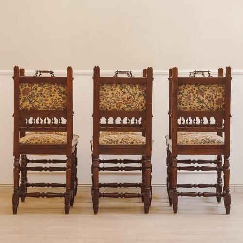 Brown Gründerzeit Historicism Style Chairs in Oak with Tapestry Upholstery, 1890, Set of 6 For Sale - Image 8 of 18