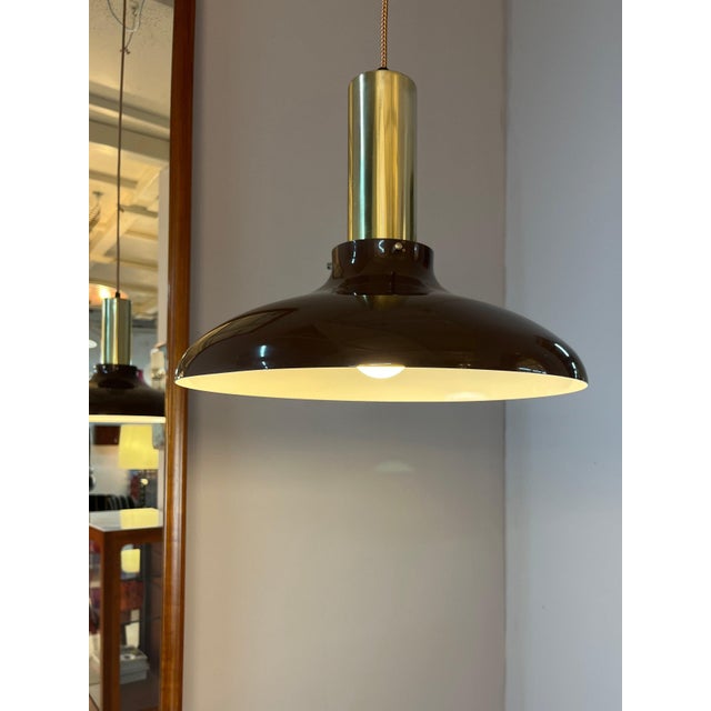 Danish Hanging Lamp with Brown Brass For Sale - Image 4 of 11
