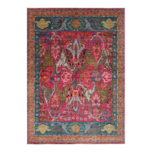 Vibrant Fuchsia & Teal Modern Bidjar Style Wool Rug With Botanical Motifs 10x14