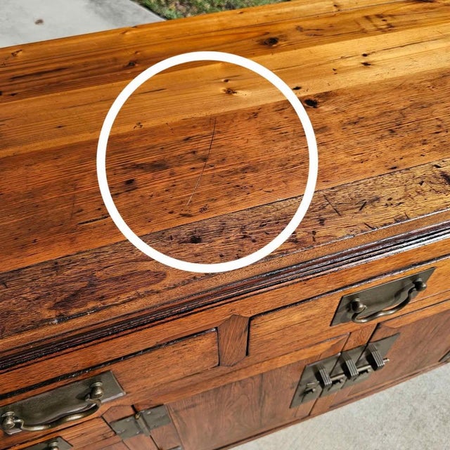 Antique Chinese Elm / Elmwood Altar Cabinet | Sideboard | Server | Sofa Table | Console | Credenza For Sale - Image 9 of 9