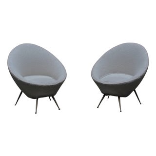 Vintage White Fabric Chairs by Gigi Radice for Lenzi, 1950s, Set of 2 For Sale