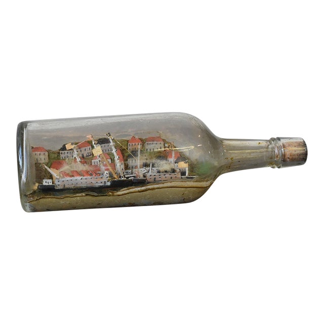 Vintage Folk Art Ship Diorama Bottle Whimsy, Circa 1940s For Sale