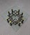 1970’s McGuire model 66S turned hardwood brass and glass coffee table. The wood is bound with rawhide and topped with...