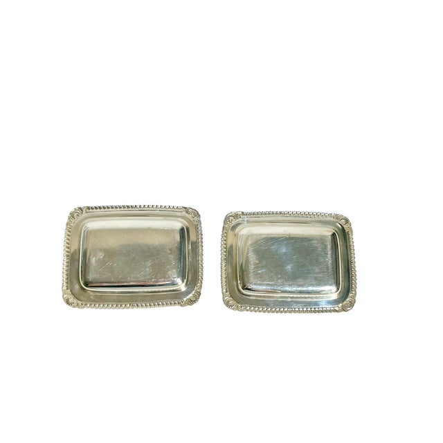 Silver Vintage Matched Pair of Petite French Silver Plate Calling Card Trays With Shell Detailing For Sale - Image 8 of 13