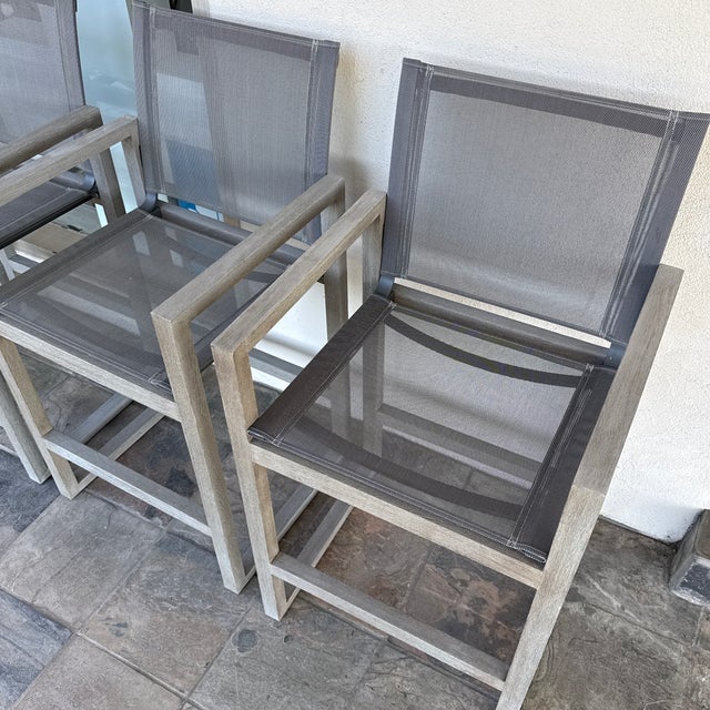 Restoration Hardware Aegean Teak Wood Counter Stools, Set of 4 For Sale - Image 12 of 13