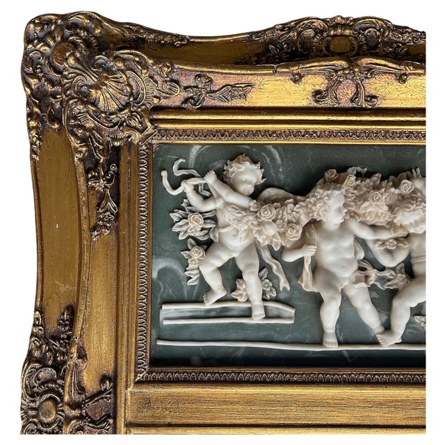 19th-C. French Neoclassical Beveled Trumeau Mirror, Cherub Bas-Relief Panel For Sale - Image 4 of 11