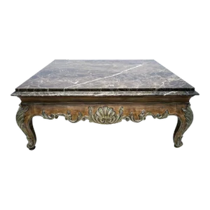 Large & Impressive Marble Top Coffee Table With Carved Ormolu (French Style)