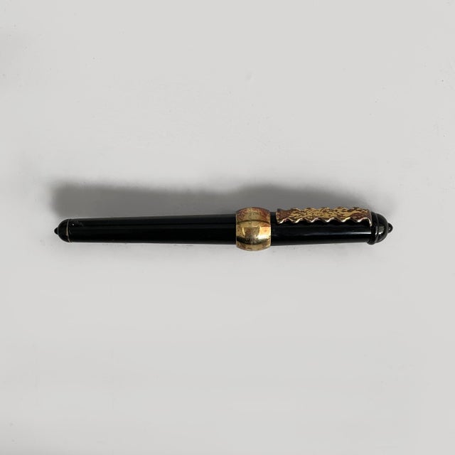 Italian modern black acrylic and gold metal fountain pen Faro by Cleto Munari, 2002 Faro fountain pen in black acrylic,...