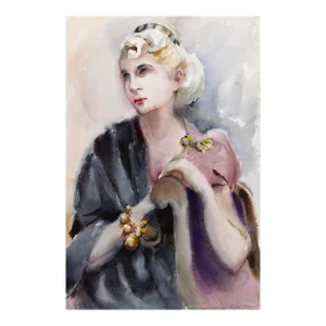 1960s "Portrait of a Blonde Woman P1.4" Watercolor Painting by Eve Nethercott