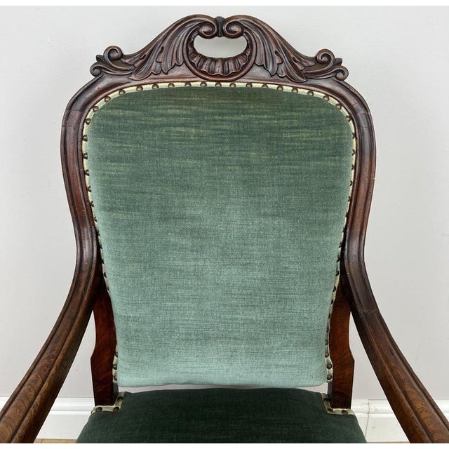 Bring classic French elegance into your home with this beautiful Antique French armchair . Crafted from walnut , this...