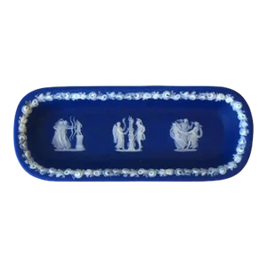 Wedgwood Jasperware Blue and White Jewelry Dish Neoclassical Style
